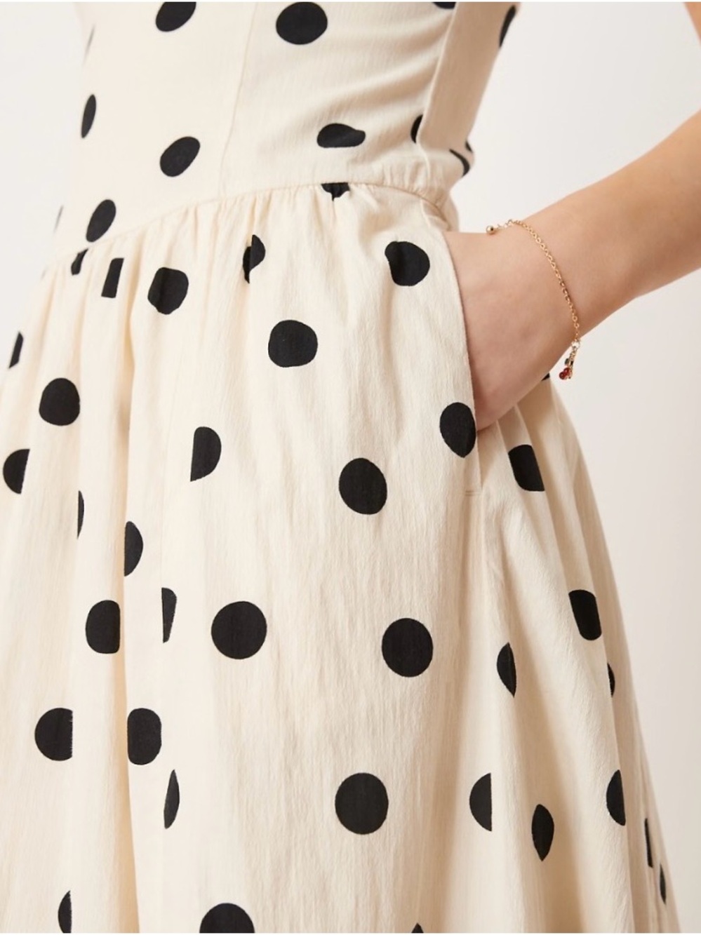 Abercrombie & Fitch High Halter Polka Dot Pockets Midi Dress Size M MSRP $120 - Picture 5 of 9